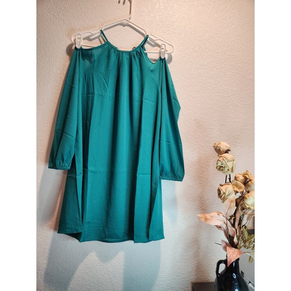 NWT Revolve Three Eighty Two Teal Cold-Shoulder Dress ‎ - Made in USA size small